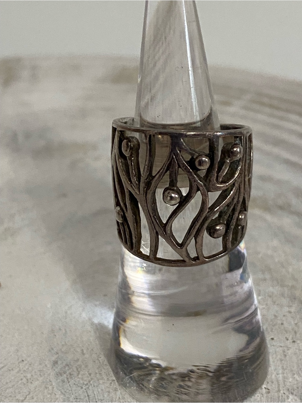 Sterling Silver Branch Cutout Wide Band Ring - Silver Sz 6